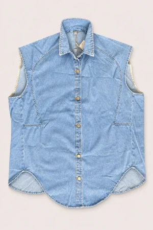 Veste femme sans manches en jean oversize