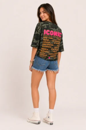 T-shirt camouflage kaki avec imprimé Iconic