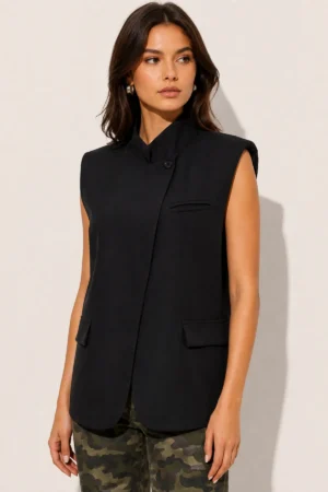 Veste femme noire sans manches structurée