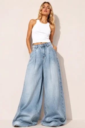 Jean femme wide leg oversize