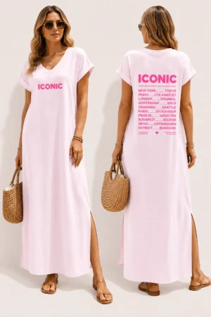 Robe longue blush ICONIC avec fentes côtés