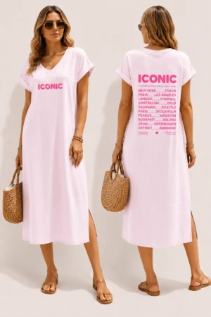 Robe longue blush ICONIC avec fentes côtés