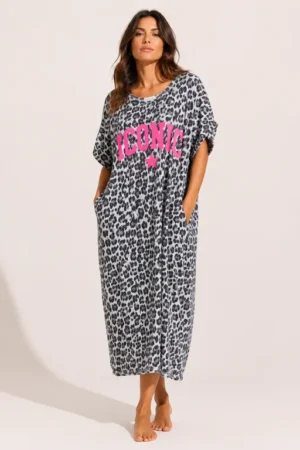 Robe longue motif léopard avec imprimé Iconic