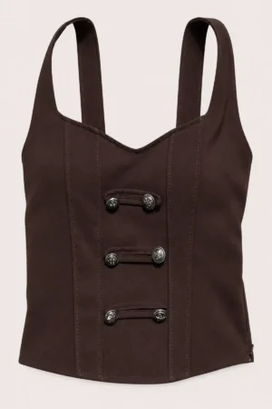 Top corset chocolat style officier
