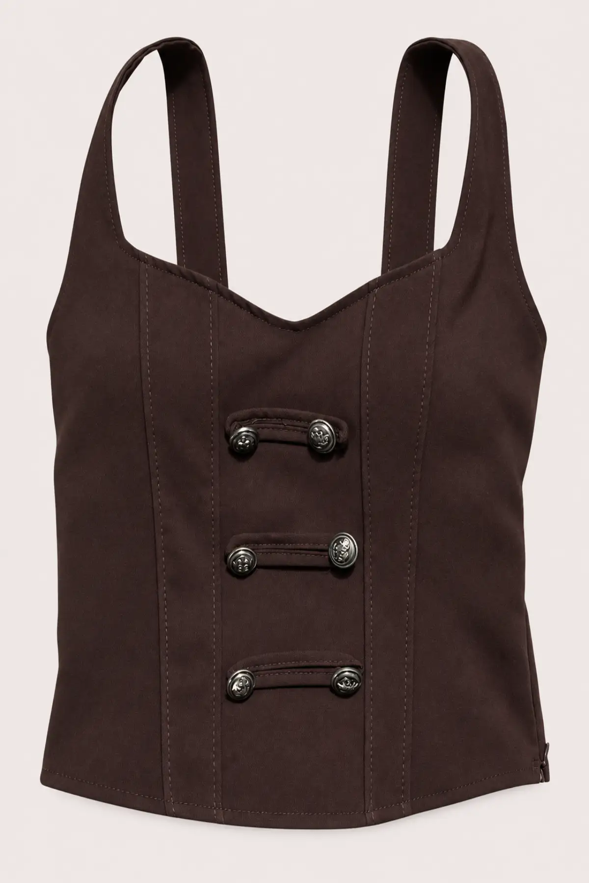 Top corset chocolat style officier