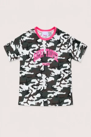 T-shirt camouflage Saint-Tropez à détails rose fluo