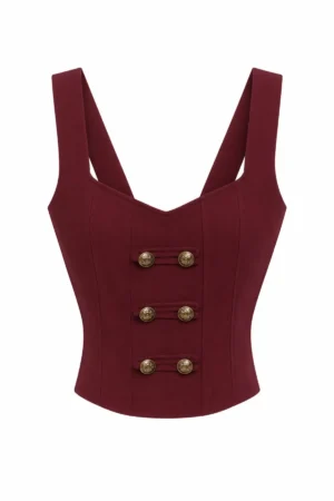 Top corset bordeaux style officier