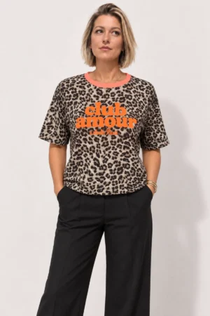 T-shirt léopard Club Amour à détails orange
