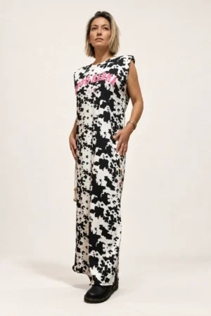 Robe longue imprimée noir & blanc GOOD KARMA