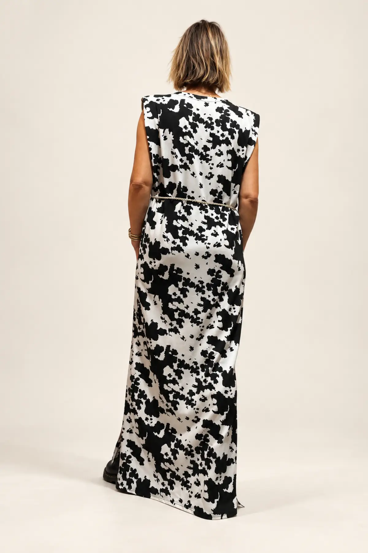Robe longue imprimée noir & blanc GOOD KARMA – Image 3