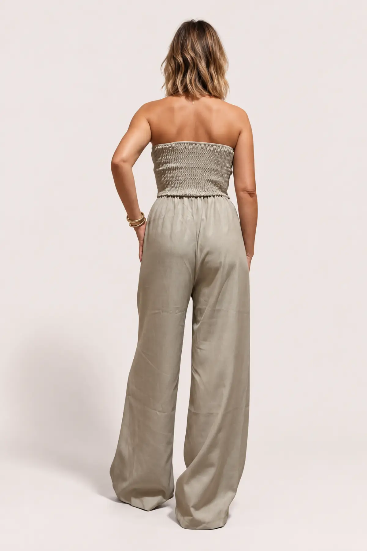Combinaison pantalon large greige style officier – Image 3