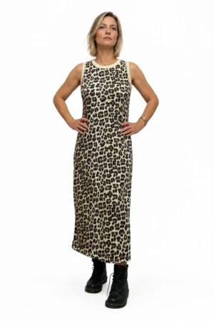 Robe longue léopard sans manches – esprit casual chic