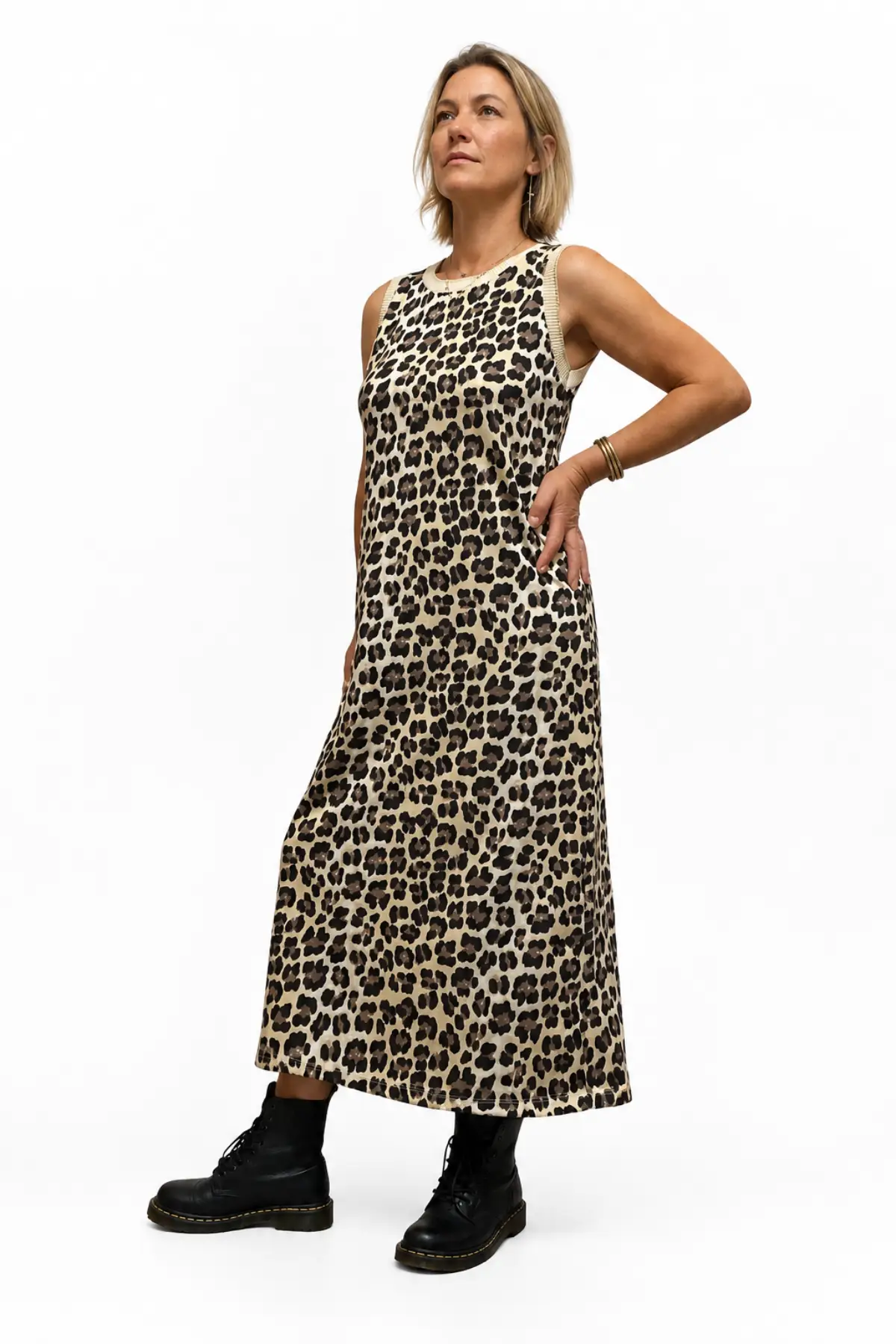 Robe longue léopard sans manches – esprit casual chic – Image 2