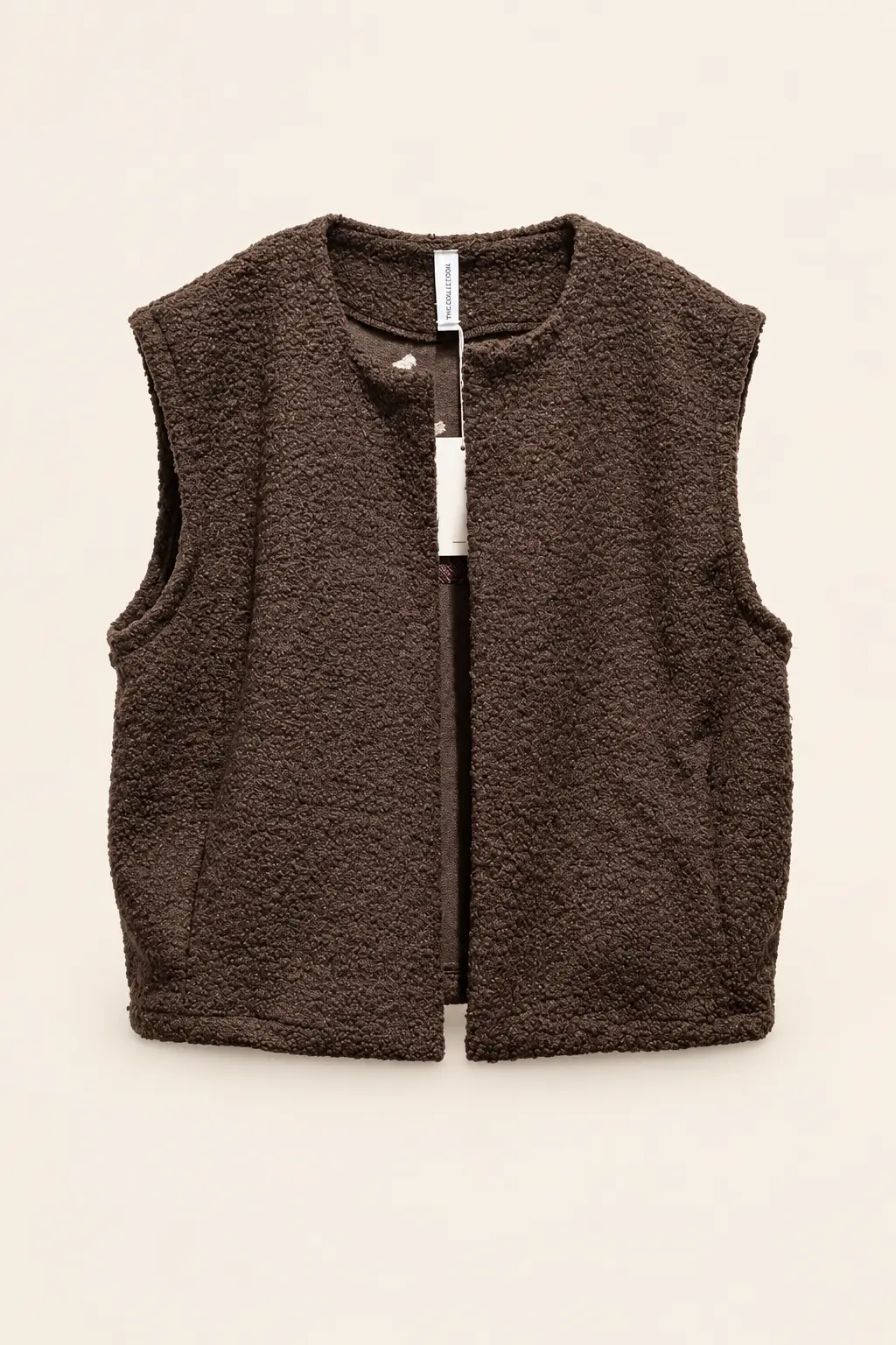 Gilet sans manches marron effet bouclette ICONIC – Image 2