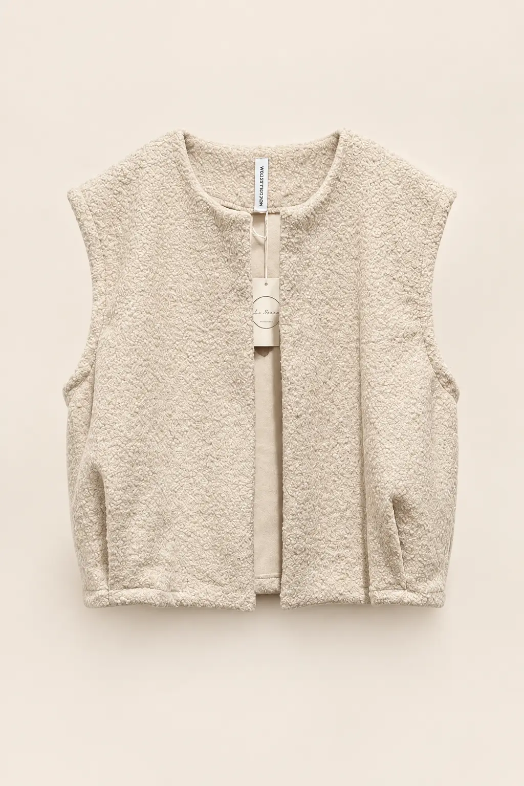 Gilet sans manches écru effet bouclette ICONIC – Image 2