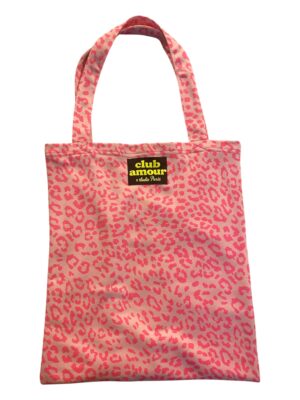 Sac cabas Club Amour rose imprimé léopard ton sur ton