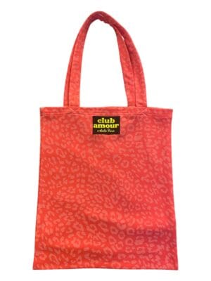 Sac cabas Club Amour corail imprimé léopard ton sur ton